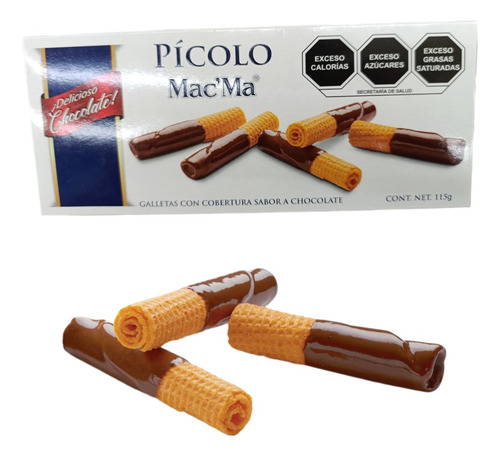 Pícolo Barquillo 12 De 115g C/u Cobertura Chocolate Mac Ma