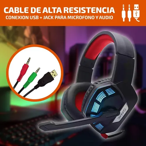 Auricular Vincha Gamer Microfono Sonido Hd Rgb Usb Cable 3.5