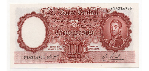 Billete Argentina 100 Pesos Moneda Nacional Bottero 2078 Sc-