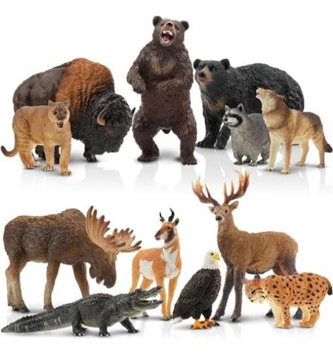 Toymany 12 Figuras Animales Del Bosque América Del Norte,