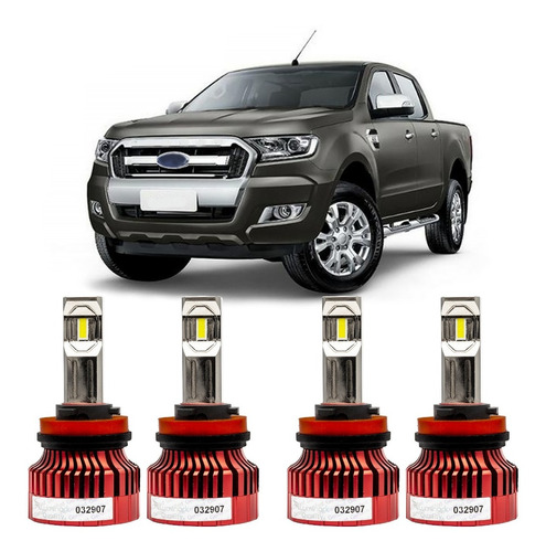 Lâmpadas Led Farol 13200lm  Ford Ranger Xlt 2017 2018 2019