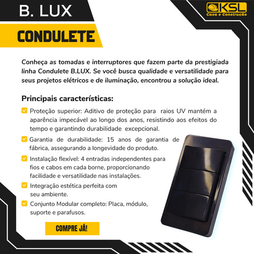 Interruptor Simples De Luz Condulete Modular Preto Ksl