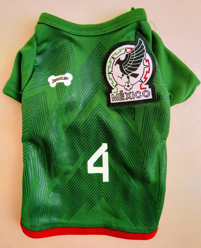 Playera México Para Perro Bulldog Inglés Verde Qatar 2022