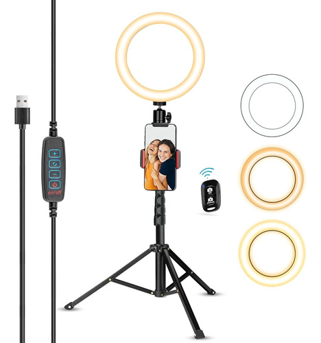 Ubeesize Ring Light Phone Selfie TriPod Stand Dimmable 3 Mod
