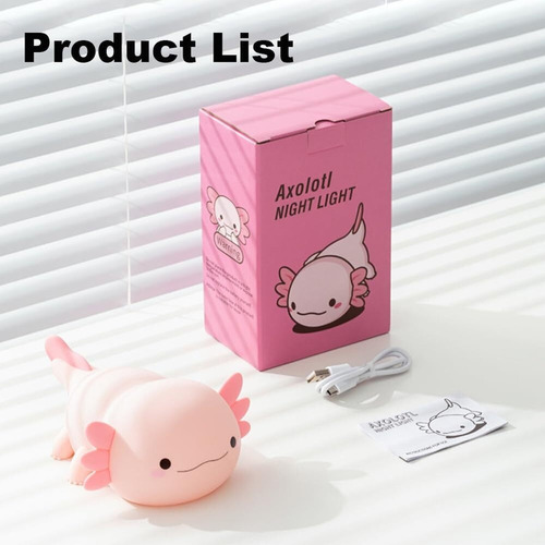 Bonita Lámpara Nocturna Axolotl Para Dormitorio Infantil Rec