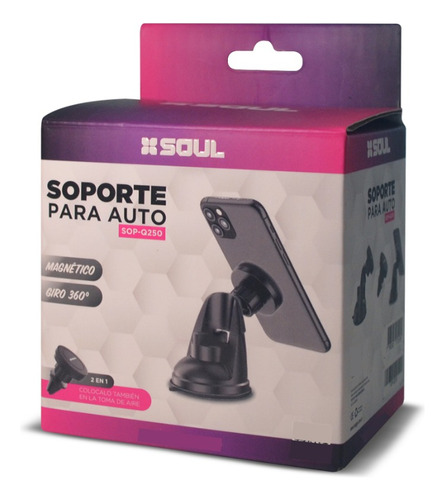 Soporte Auto Celular Soul Q250 Magnetico Y Sopapa Tablero
