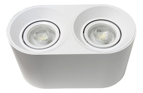 Plafon Spot Blanco Liso Redondo P/2 Dicroicas Led Macroled