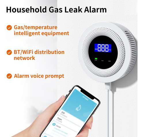 Alarma De Fuga De Gas Wifi Detector Sensor De Gas Inteligent