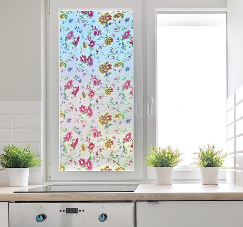 Película Esmerilada Para Ventana 3m X 45cm Diseños Color Flores