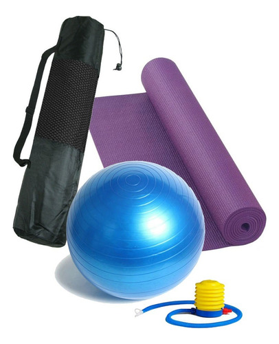 Bola Pilates 55cm Pelota Yoga Terapia Inflador + Colchoneta