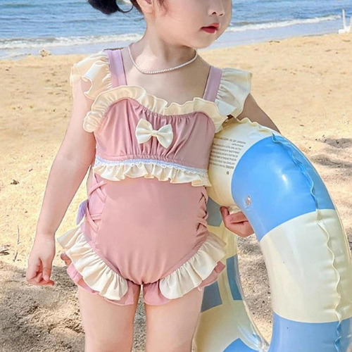 Traje De Baño Para Niñas, Ropa Infantil Transpirable Con Vol
