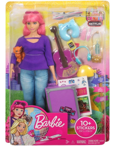 Barbie Muñeca De Viaje Travel Doll Daisy Y Su Gatito