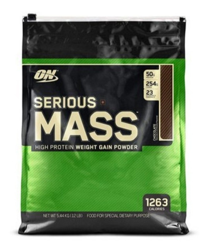 Suplemento en polvo Optimum Nutrition Mass Serious Mass carbohidratos sabor vainilla en bolsa de 5.44kg