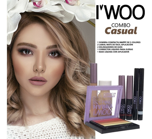 Imagen 2 de 10 de Combo Maquillaje Casual Sombra +base +delineador +labial
