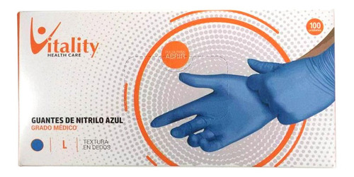 Guantes De Nitrilo Vitality Desechables Sin Latex X 100 Unid