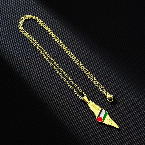 Colar De Mapa Da Palestina Em Aço Inoxidável Com Pingente