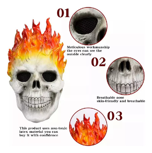 Máscara Azul Bulex Ghost Red E Halloween Flame Skull Rider