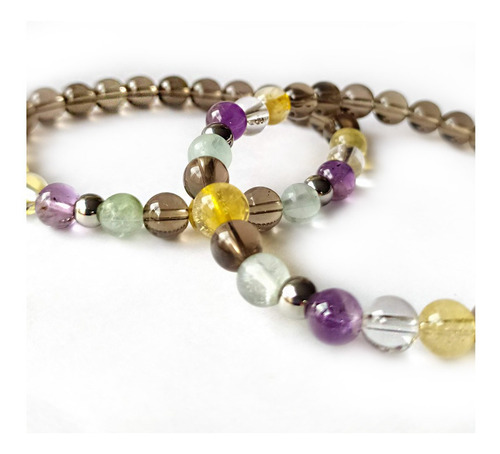 Imagen 2 de 3 de Pulsera Mix De Cuarzos Elástica Por Tallas