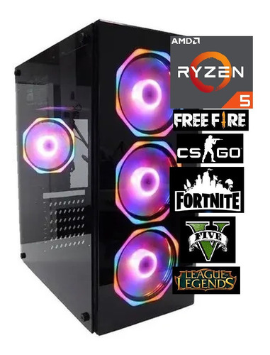 Imagem 1 de 5 de Pc Cpu Gamer Amd Ryzen 5 8gb Ssd 240gb Gtx1050 Ti 4gb
