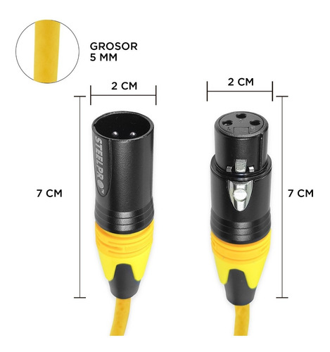 Imagen 2 de 5 de Cable Xlr 6m Balanceado Profesional Macho - Hembra Steelpro