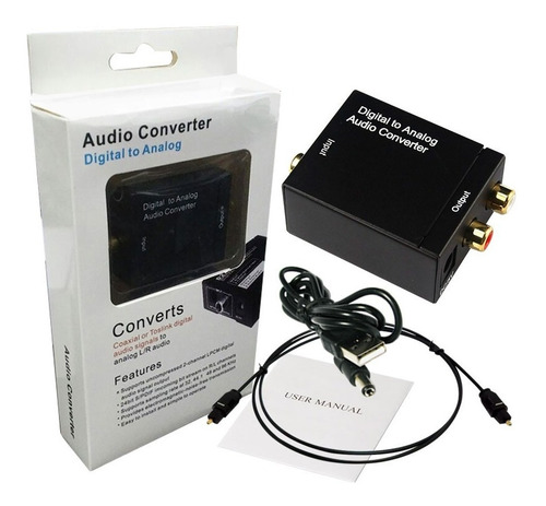 Conversor de áudio digital óptico Toslink A Jack Rca Analógico