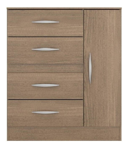 Comoda 4 Cajones 1 Puerta Casa Joven Color Café Claro