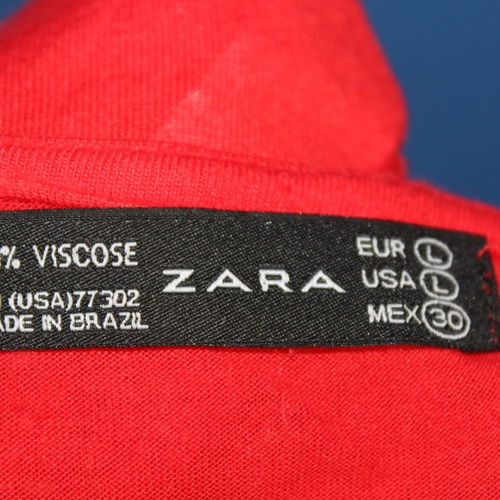 Remera Manga Larga Roja Escote V Profundo Zara L Un Fuego