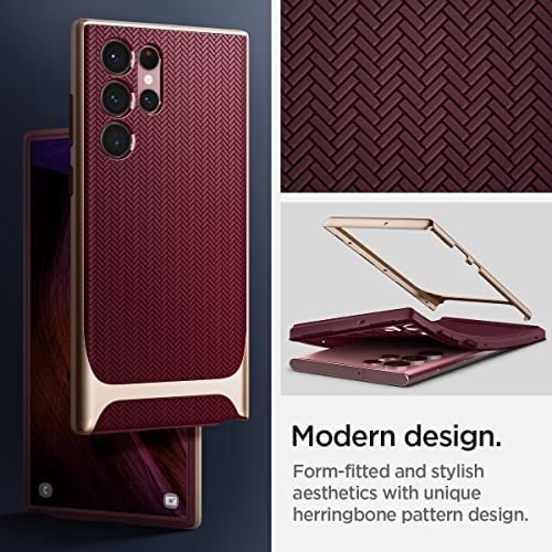 Imagen 5 de 7 de Funda Spigen Neo Hybrid Para Galaxy S22 Ultra - Burgundy