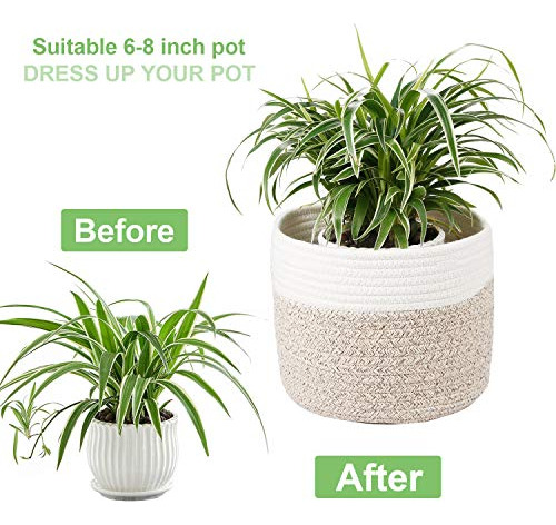Cesto De Planta De Cuerda De Algodón Tejida Para Maceta De F