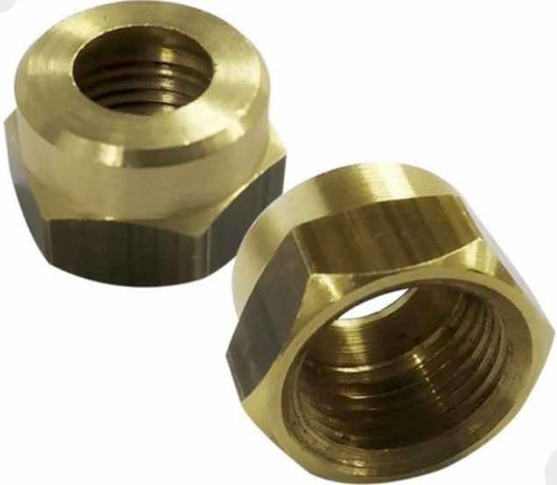 2 Porcas Latão Rosca Sae Flange Tubo Cobre Refrigeracao 3/8