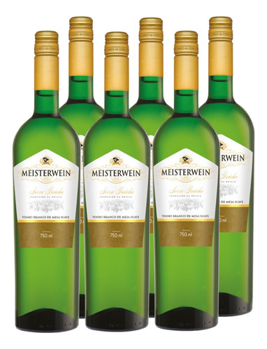 Vinho Meisterwein Branco Suave Serra Gaúcha Caixa 6 Garrafas