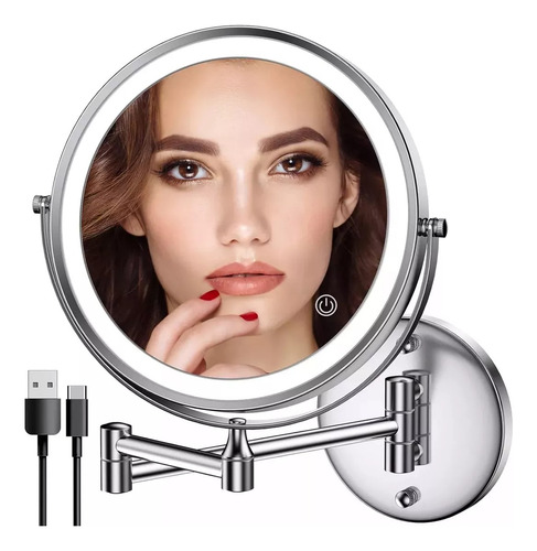 Espejo Iluminado De Pared Recargable De Doble Zoom X7