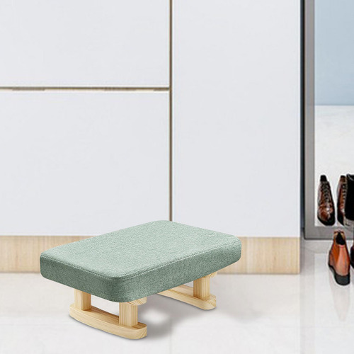 Wv Reposapiés Con Patas De Madera, Taburete Rectangular Con