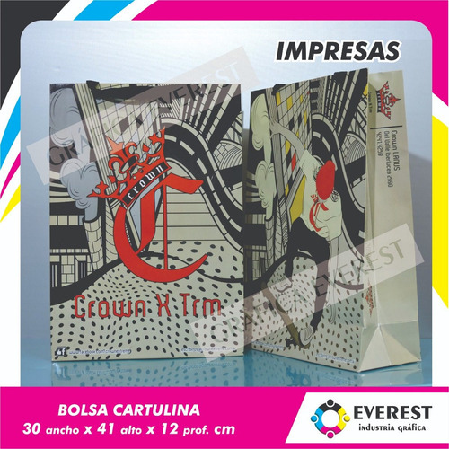 Bolsas De Cartulina 30x41x12 X 125u Impresas Offset 1 Color