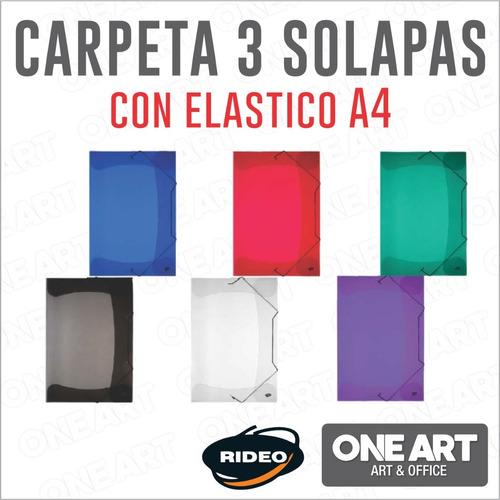 Carpeta 3 Solapas C/ Elastico A4 Rideo Line Translucidos