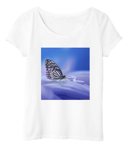 Remera Mujer Aves 4 Mariposa Fondo Agua Gotas