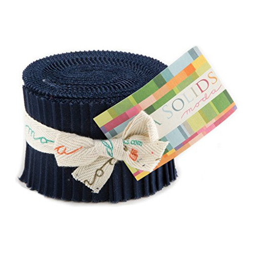 Rollos De Tela De Algodón Bella Solids Navy Jr Jelly R...