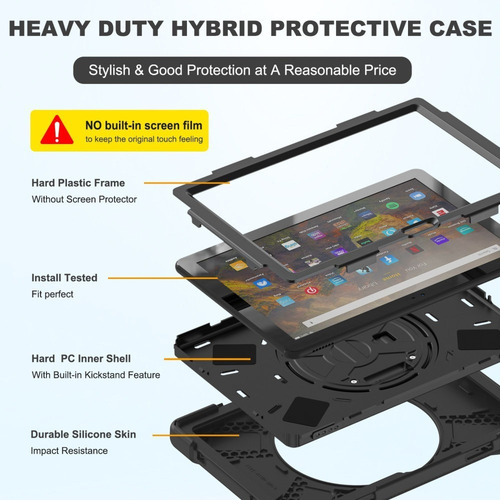 Funda Para Tablet Amazon Fire Hd 10 2021 Kftrwi 10.1 Negro