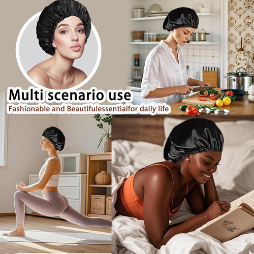 2pzs Gorro De Seda Ajustable Para Dormiry Máscara De Ojo