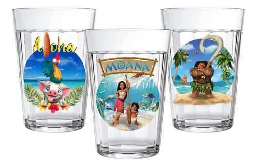 Conj. 3 Copos Vidro 190ml Americano Desenho Princesa Moana