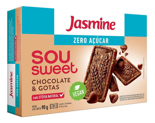 Biscoito Sou Sweet Chocolate e Gotas Zero Jasmine 90g