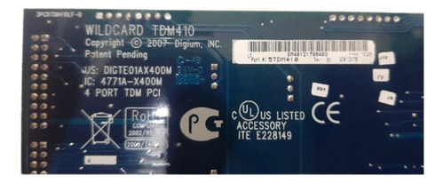 Placa Asterisk Tdm410 4 Fxs Suporte Até 4 Linhas De Entrada
