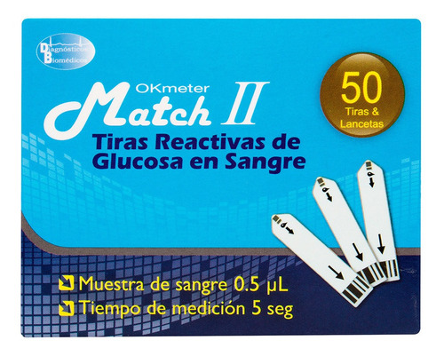 Tira Reactiva De Glucosa En Sangre Okmeter Match Ii X 50 Und