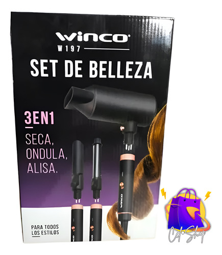 Set De Belleza Winco W197 Secador, Buclera, Planchita