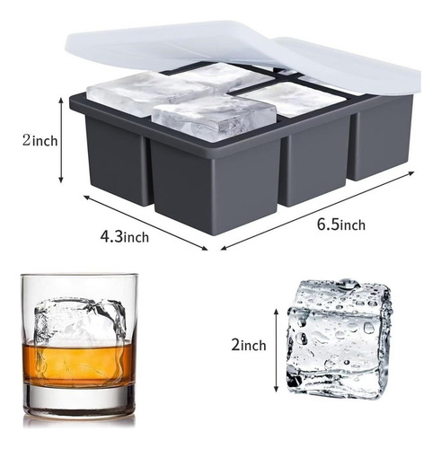 . Molde For Cubitos De Hielo De Silicona De 6 Compartimentos