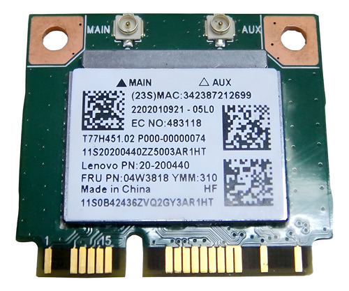 Placa De Red Realtek Rtl8723be Wifi Bluetooth Inalámbrico (Usado)