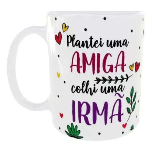 Caneca Flork Meme Amor de Irmãos/Irmãs Porcelana Personalizada 325ml