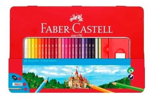 Lapices Faber Castell Lata Roja Estuche X48 Colores Intensos