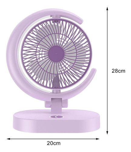 Mini Ventilador De Mesa Con Luces Nocturnas Violeta
