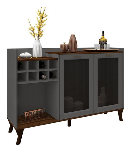 Aparador de buffet Arqueon Palisandro/CZA Régio Mpozenato, color gris